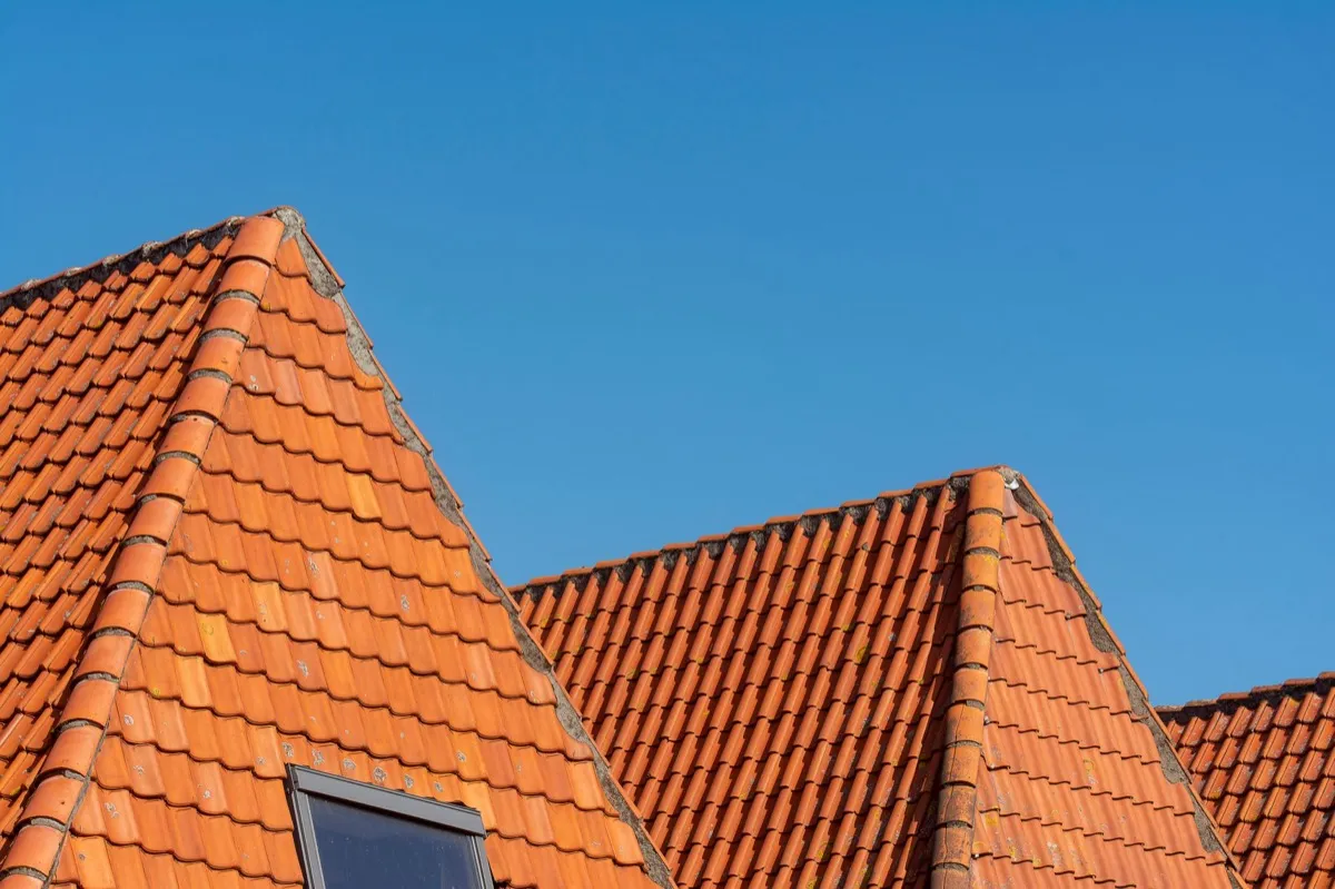 Clay barrel tile rooflines on homes in Hayward, CA
