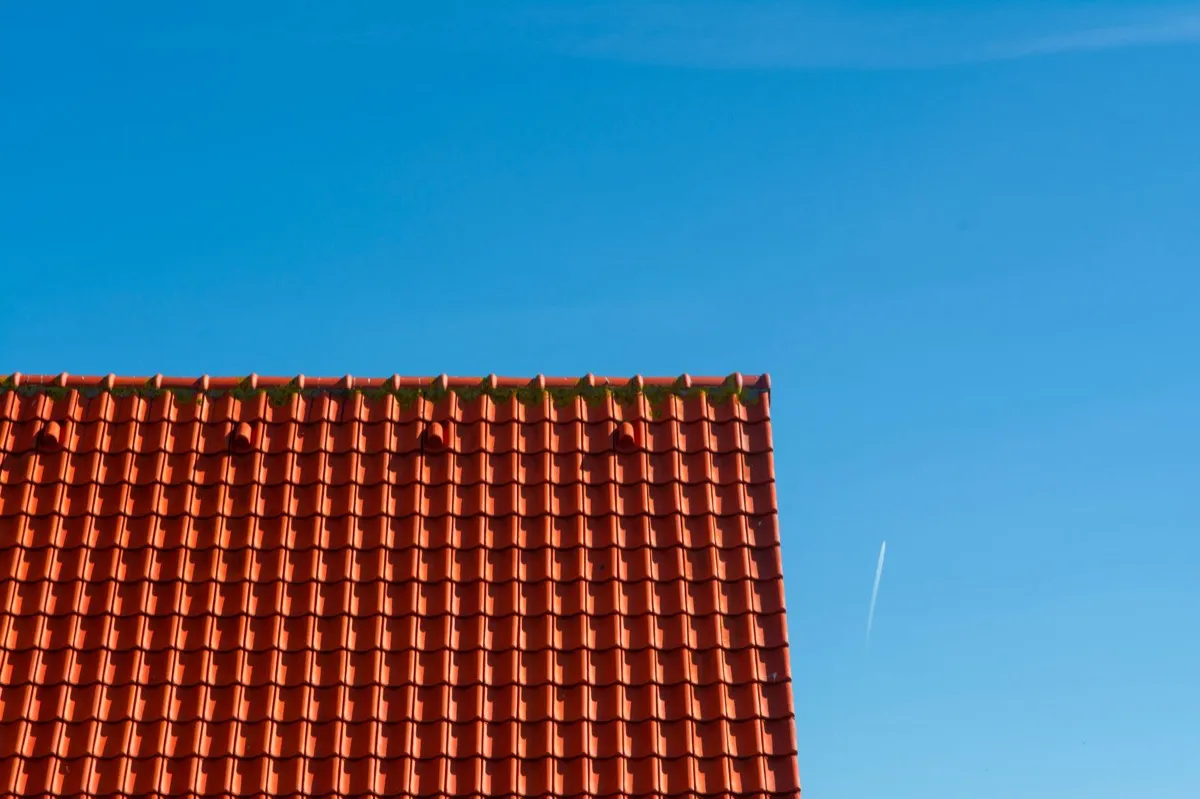 Tile roof gable in full sun, the kind of exposure that sets roof life in Hayward, CA